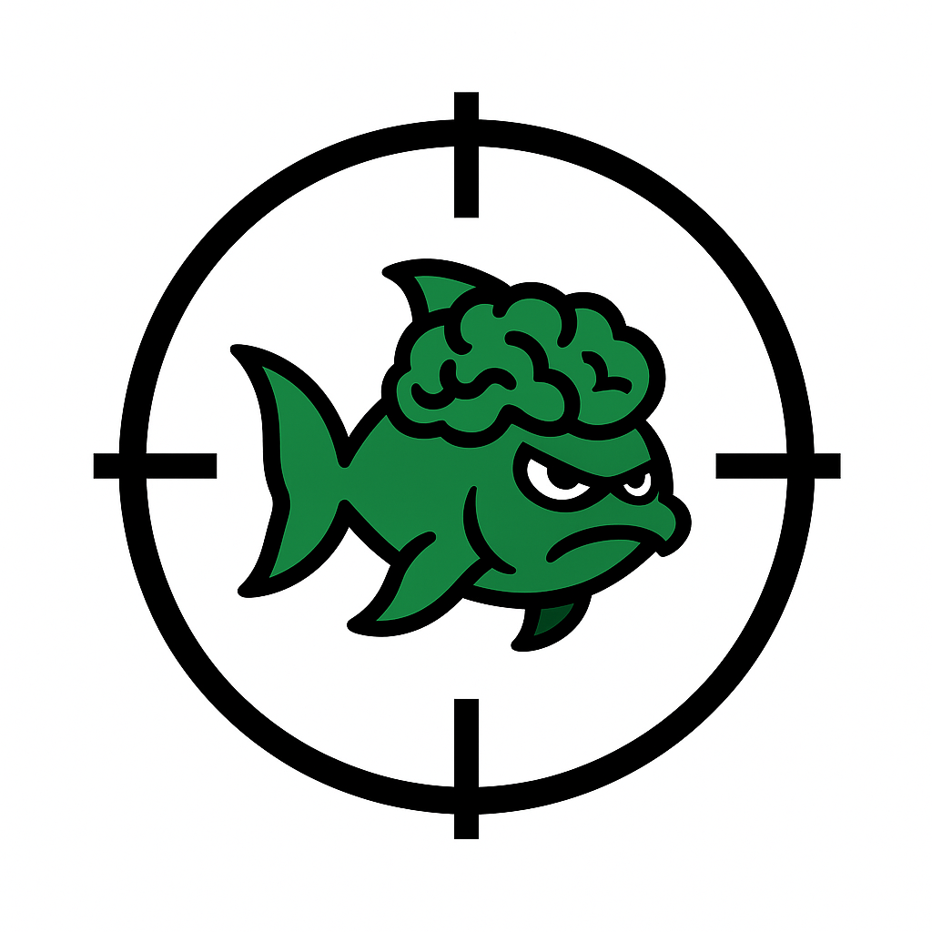 Fish dividing colored bubbles labeled Project, Client, Persona